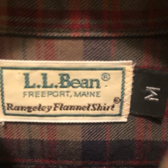 L.L. Bean Men’s Plaid Button Down Shirt Sz M Wool Blend LS Red Brown & Navy - Picture 4 of 5